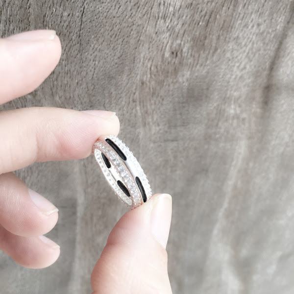Nhẫn lông voi bạc cho nữ 1 sợi đính đá (2)